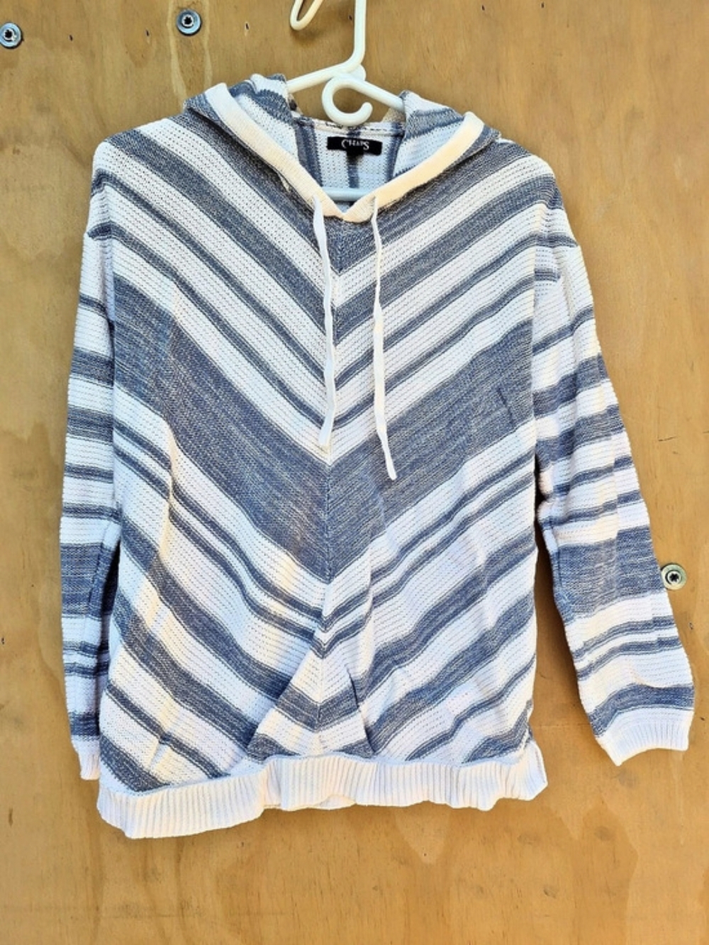 Chaps Striped Cowl Neck Sweater in Blue & White  Size Medium